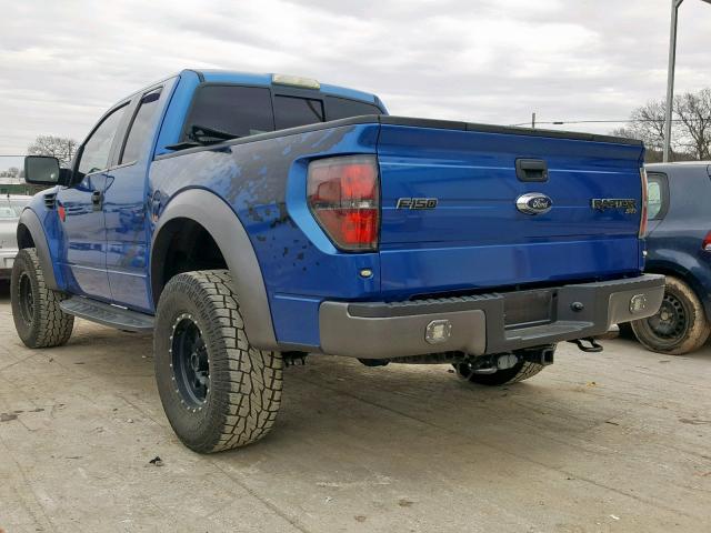 1FTEX1E67AFD94535 - 2010 FORD RAPTOR BLUE photo 3