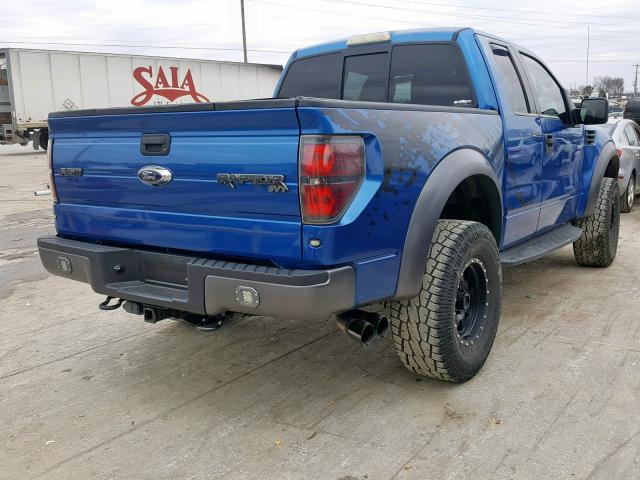 1FTEX1E67AFD94535 - 2010 FORD RAPTOR BLUE photo 4
