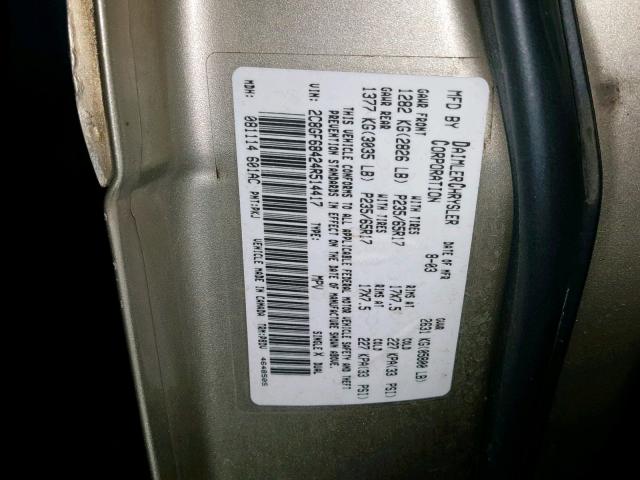 2C8GF68424R514417 - 2004 CHRYSLER PACIFICA GOLD photo 10