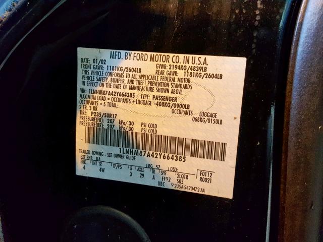 1LNHM87A42Y664385 - 2002 LINCOLN LS შავი ფოტო 10