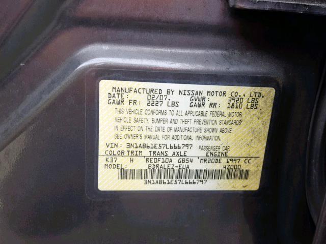 3N1AB61E57L666797 - 2007 NISSAN SENTRA 2.0 CHARCOAL photo 10