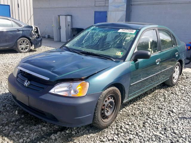 1HGES16261L034993 - 2001 HONDA CIVIC DX GREEN photo 2