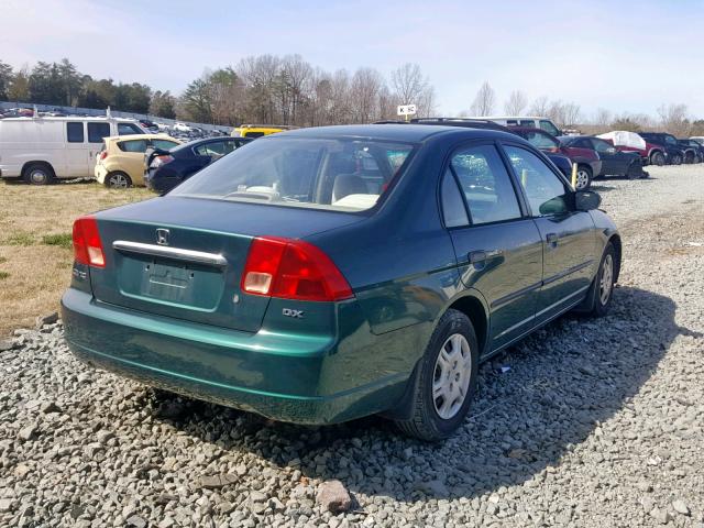 1HGES16261L034993 - 2001 HONDA CIVIC DX GREEN photo 4