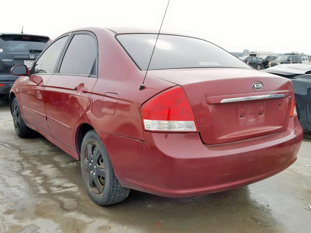 KNAFE221595645964 - 2009 KIA SPECTRA EX BURGUNDY photo 3