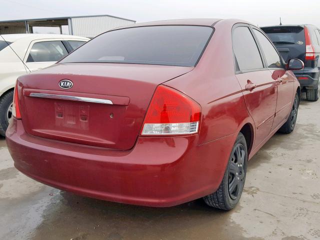 KNAFE221595645964 - 2009 KIA SPECTRA EX BURGUNDY photo 4