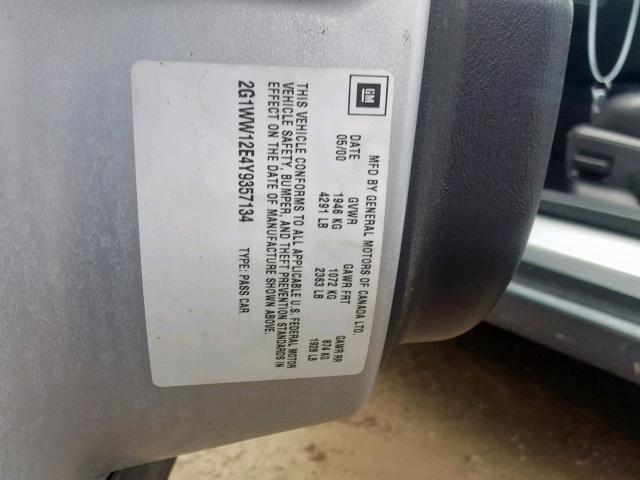 2G1WW12E4Y9357134 - 2000 CHEVROLET MONTE CARL 银色 照片 10