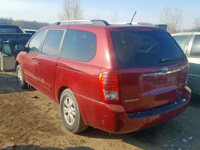 KNDMG4C73B6380433 - 2011 KIA SEDONA LX RED photo 3