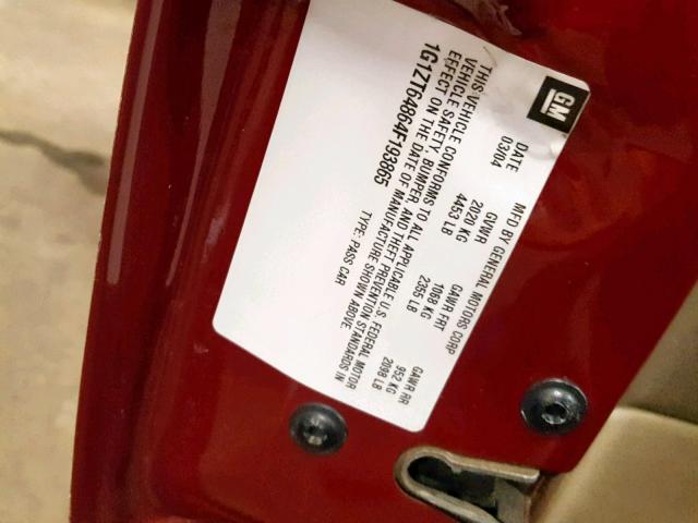 1G1ZT64864F193865 - 2004 CHEVROLET MALIBU MAX RED photo 10