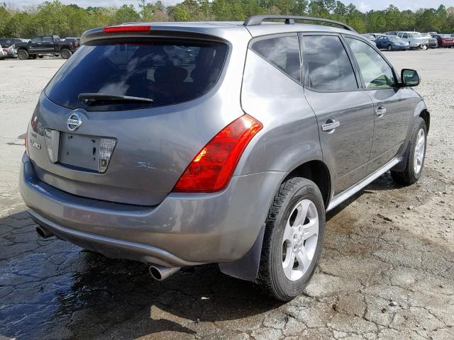 JN8AZ08T45W321914 - 2005 NISSAN MURANO SL GRAY photo 4