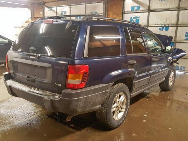 1J4GW48N34C392314 - 2004 JEEP GRAND CHER BLUE photo 4