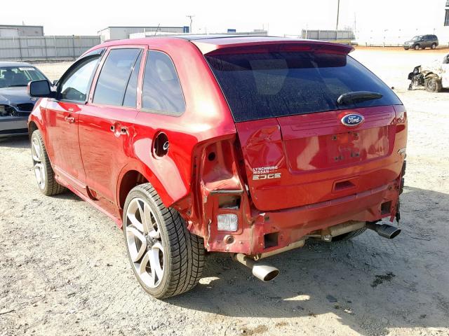 2FMDK4AK3BBA45708 - 2011 FORD EDGE SPORT RED photo 3