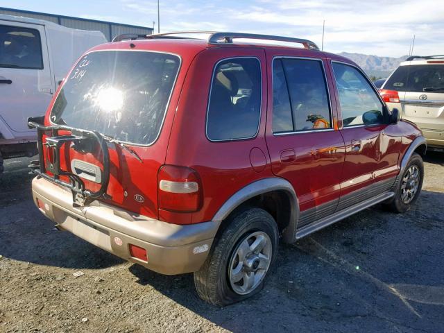 KNDJA723025152769 - 2002 KIA SPORTAGE RED photo 4