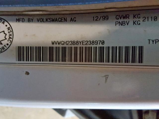 WVWGH23B8YE238970 - 2000 VOLKSWAGEN PASSAT GLX 银色 照片 10