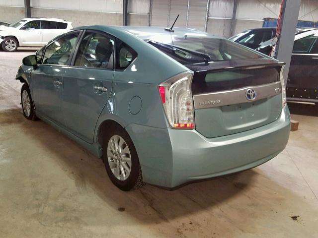 JTDKN3DP8C3010118 - 2012 TOYOTA PRIUS PLUG GREEN photo 3