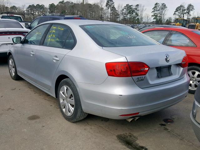 3VW2K7AJ1BM117666 - 2011 VOLKSWAGEN JETTA BASE SILVER photo 3