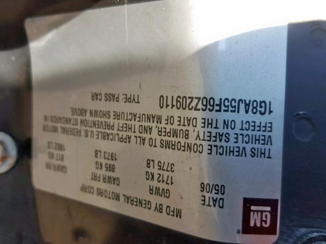 1G8AJ55F66Z209110 - 2006 SATURN ION LEVEL GOLD photo 10