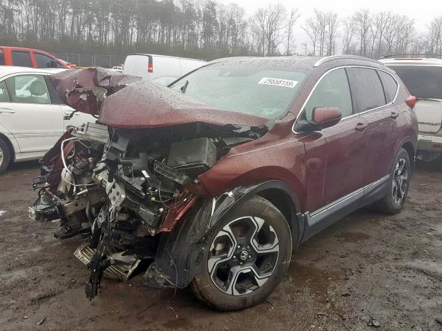 5J6RW2H92HL000719 - 2017 HONDA CR-V TOURI BURGUNDY photo 2