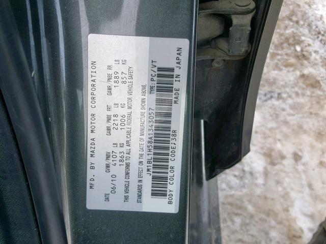 JM1BL1H58A1343057 - 2010 MAZDA 3 S CHARCOAL photo 10