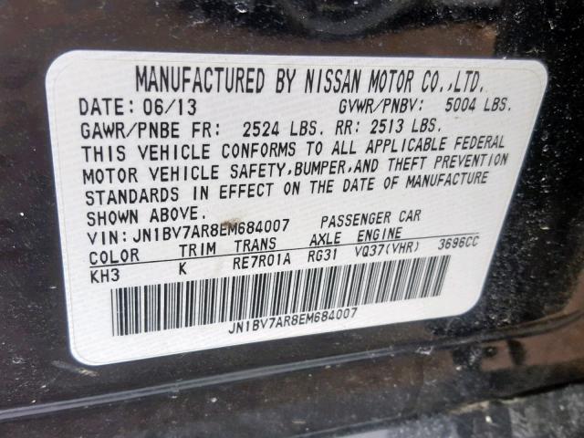 JN1BV7AR8EM684007 - 2014 INFINITI Q50 BASE BLACK photo 10