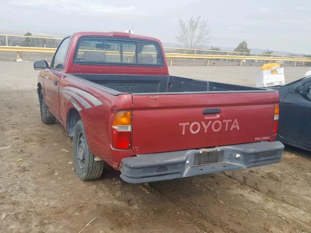 4TAUN41B1SZ040902 - 1995 TOYOTA TACOMA MAROON photo 3