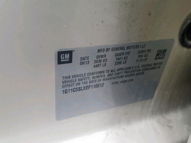 1G11C5SLXEF116612 - 2014 CHEVROLET MALIBU 1LT GOLD photo 10