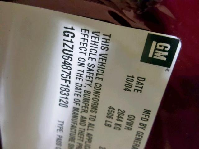 1G1ZU64875F183120 - 2005 CHEVROLET MALIBU MAX წითელი ფოტო 10