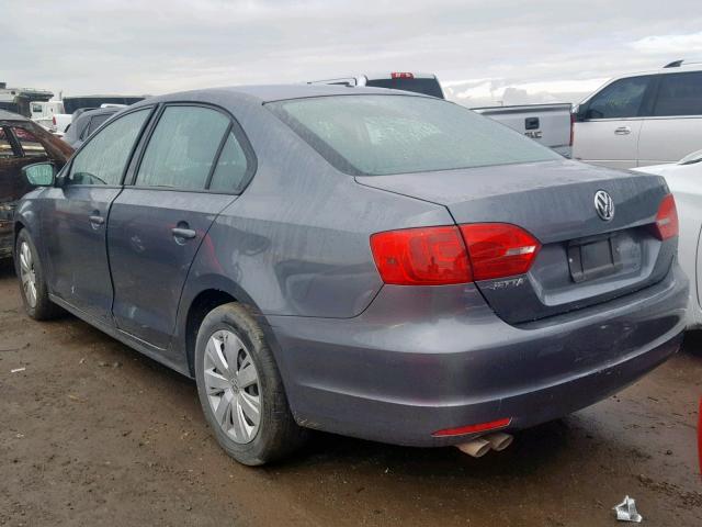 3VW2K7AJ1BM391255 - 2011 VOLKSWAGEN JETTA BASE GRAY photo 3