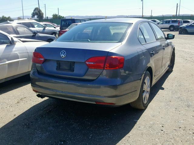 3VW2K7AJ1BM391255 - 2011 VOLKSWAGEN JETTA BASE GRAY photo 4