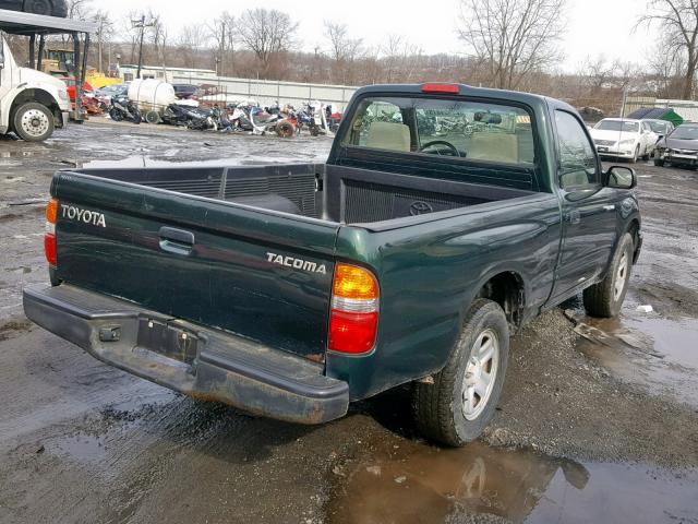 5TENL42N11Z849469 - 2001 TOYOTA TACOMA GREEN photo 4