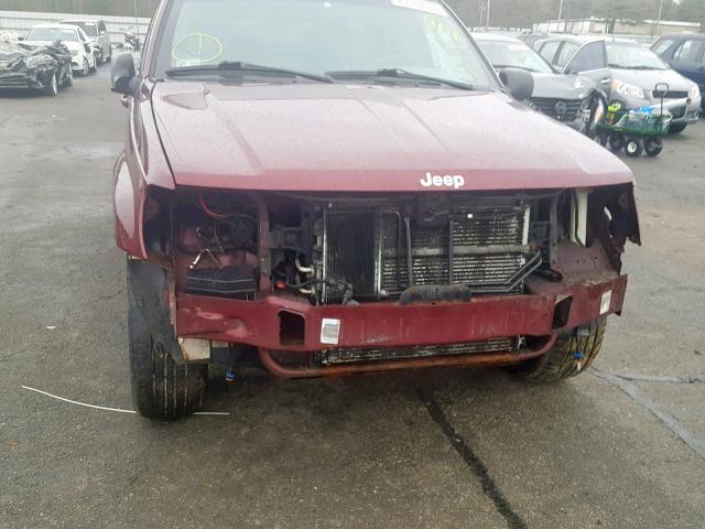 1J4GW58J42C240722 - 2002 JEEP GRAND CHER RED photo 9