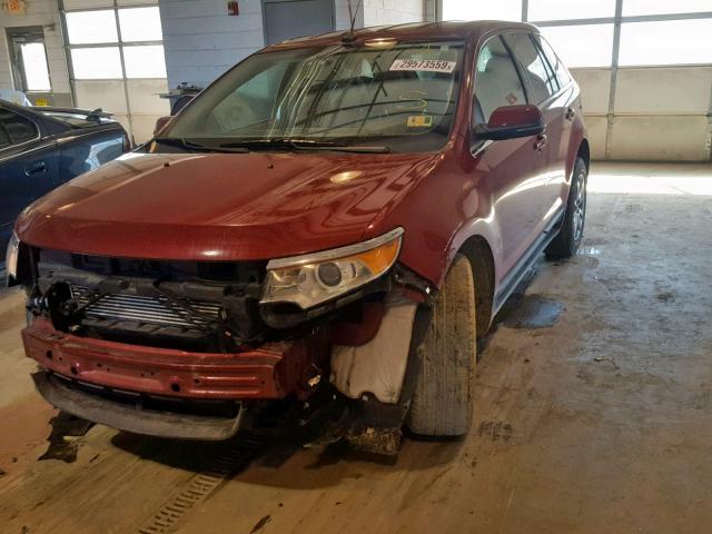 2FMDK3K98DBB24574 - 2013 FORD EDGE LIMIT BURGUNDY photo 2