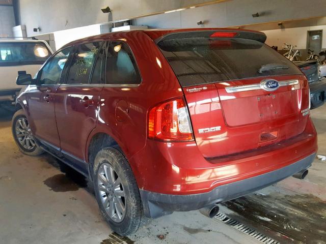 2FMDK3K98DBB24574 - 2013 FORD EDGE LIMIT BURGUNDY photo 3