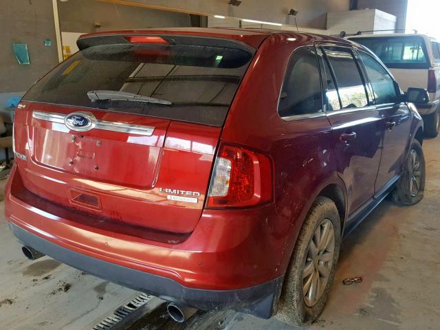 2FMDK3K98DBB24574 - 2013 FORD EDGE LIMIT BURGUNDY photo 4