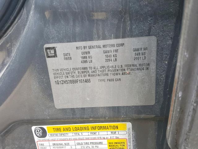 1G1ZH57B59F161466 - 2009 CHEVROLET MALIBU 1LT 灰色 照片 10