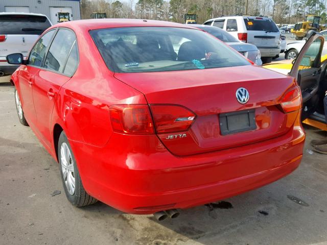 3VW2K7AJ1CM315732 - 2012 VOLKSWAGEN JETTA BASE RED photo 3