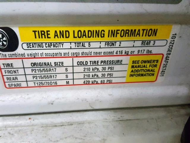 1G1ZC5EB4AF267431 - 2010 CHEVROLET MALIBU 1LT 白色 照片 10