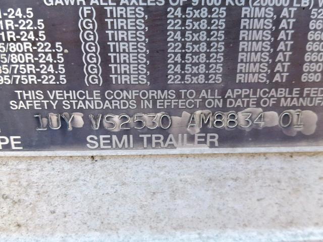 1UYVS2530AM883401 - 2010 UTILITY TRAILER Ağ foto 10