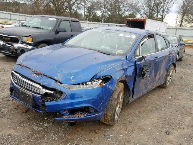 3FA6P0G78HR393613 - 2017 FORD FUSION S BLUE photo 2