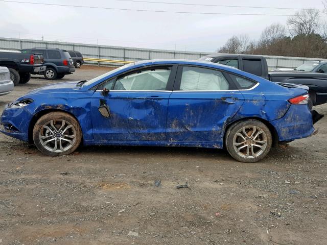 3FA6P0G78HR393613 - 2017 FORD FUSION S BLUE photo 9