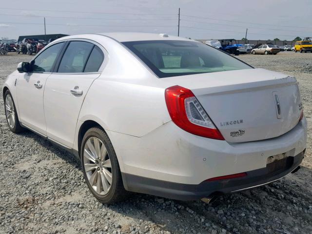 1LNHL9FT0DG613325 - 2013 LINCOLN MKS WHITE photo 3