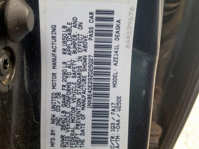 1NXBE40E29Z025027 - 2009 TOYOTA COROLLA XR 石墨色 照片 10