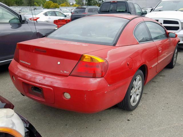 4C3AG52H81E093406 - 2001 CHRYSLER SEBRING LX RED photo 4