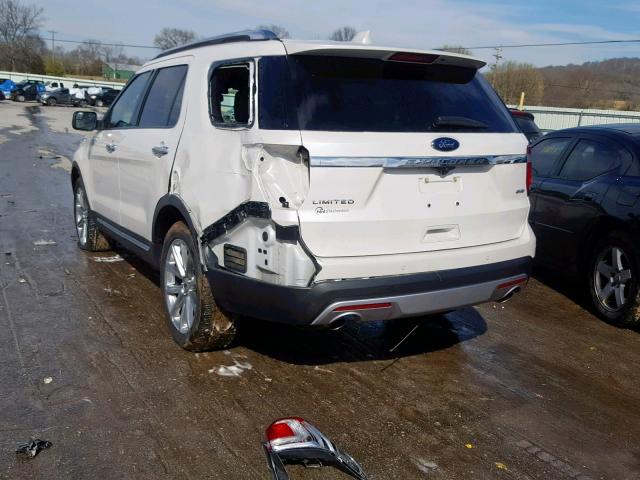 1FM5K8F8XHGC35936 - 2017 FORD EXPLORER L WHITE photo 3