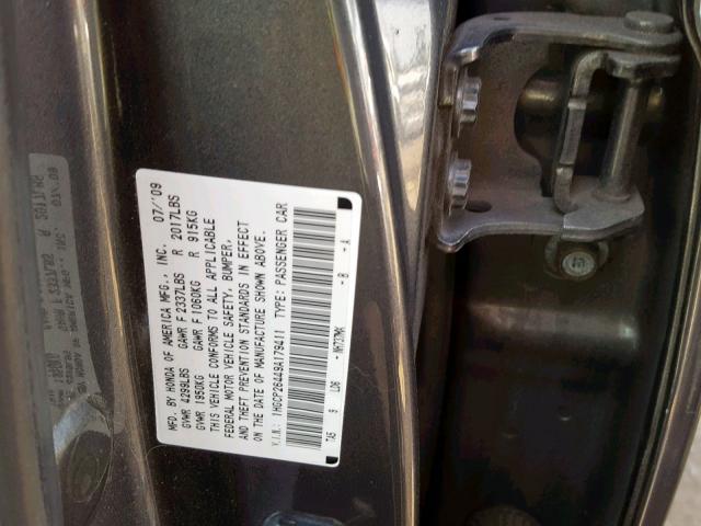 1HGCP26449A179411 - 2009 HONDA ACCORD LXP GRAY photo 10