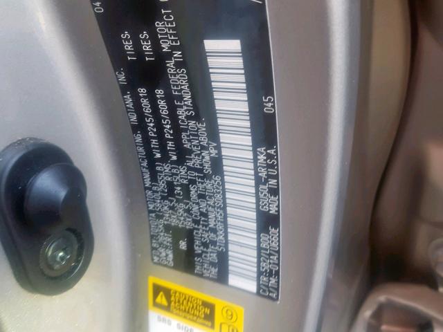 5TDKKRFH5FS083256 - 2015 TOYOTA HIGHLANDER GOLD photo 10