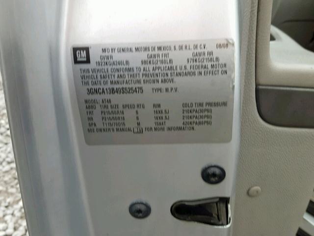 3GNCA13B49S525475 - 2009 CHEVROLET HHR LS Plata foto 10