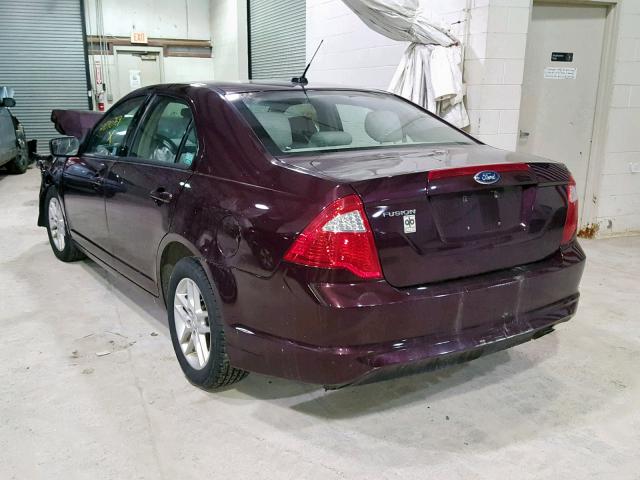 3FAHP0GA4BR328012 - 2011 FORD FUSION S BURGUNDY photo 3