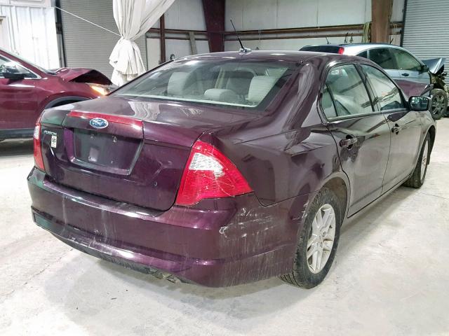 3FAHP0GA4BR328012 - 2011 FORD FUSION S BURGUNDY photo 4