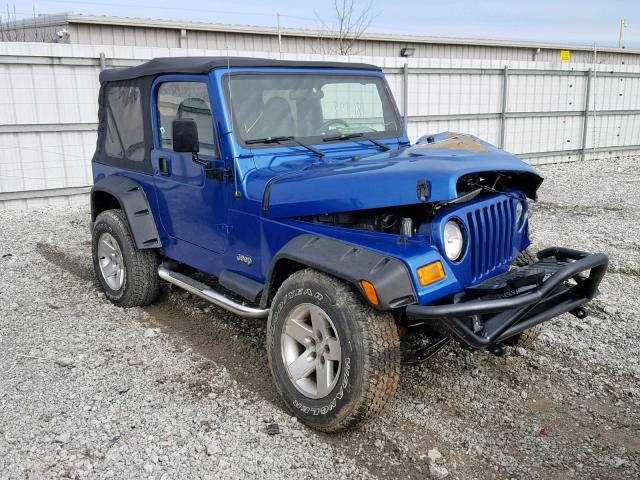 1J4FA29P92P764159 - 2002 JEEP WRANGLER S BLUE photo 1