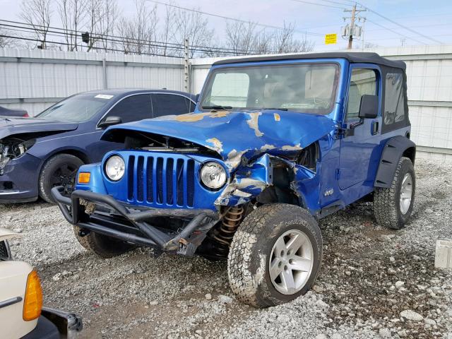 1J4FA29P92P764159 - 2002 JEEP WRANGLER S BLUE photo 2